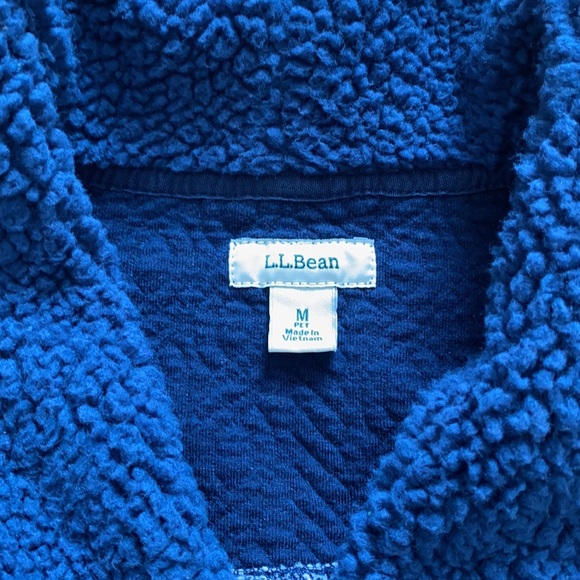 L.L. Bean Retro Navy Sherpa Fleece Wrap Cardigan Sweater - Picture 2 of 4